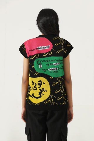A world of color knit vest'