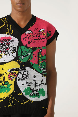 A world of color knit vest'
