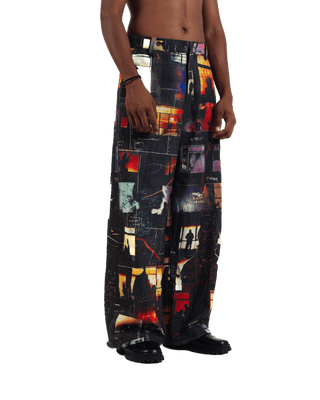 "Nocturnal Ride" Printed Straight Leg Trousers