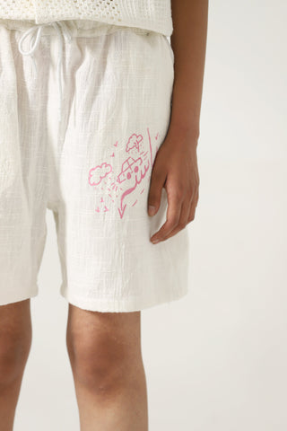 handwoven pink logo shorts