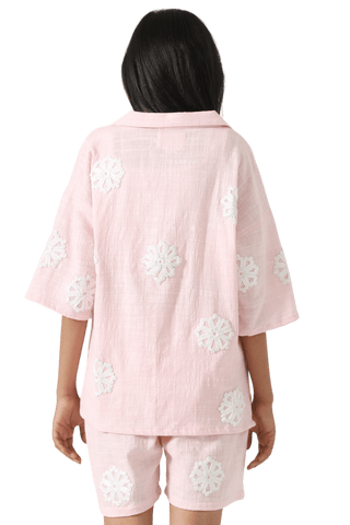 HAND EMBROIDERED PINK BUTTON DOWN