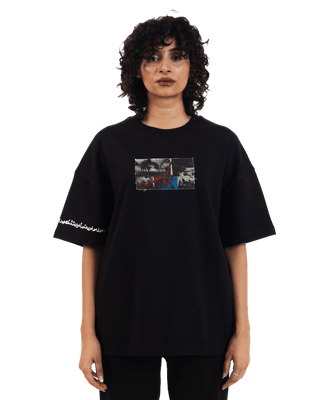 "Perpetual Motion" Oversized Black T-Shirt