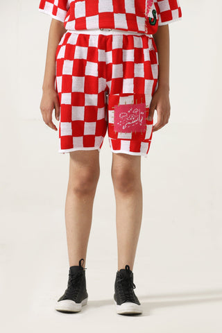 knit check shorts