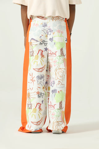 "LIFE IS A DOODLE" PRINTED TROUSERS