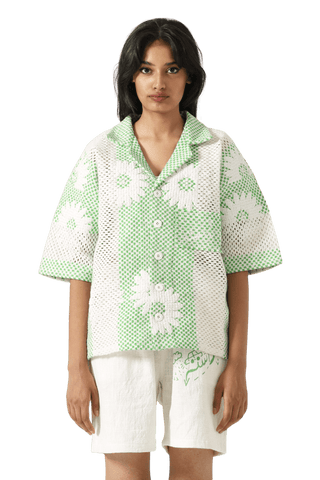 "Bahaar" puff print button-down