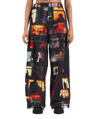 "Nocturnal Ride" Printed Straight Leg Trousers