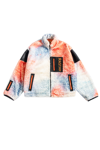 "MARCH IN ROMA" PRINTED FAUX FUR JACKET