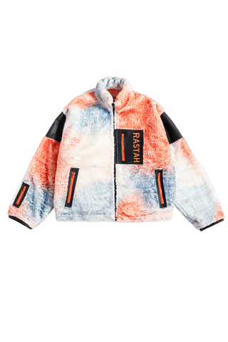 "MARCH IN ROMA" PRINTED FAUX FUR JACKET