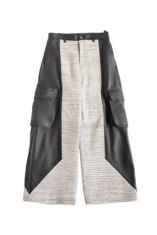 "ELVIS IN LAHORE" PANELED LEATHER TROUSERS