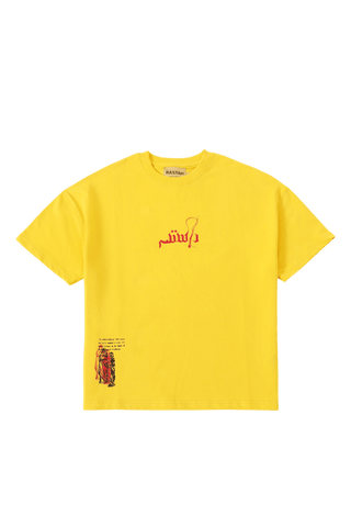 "Azaadi" printed mustard T-shirt