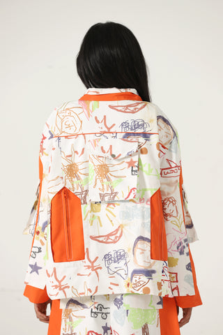 "LIFE IS A DOODLE" PRINTED JACKET