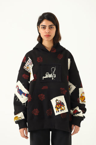 Patchwork block print hoodie V4