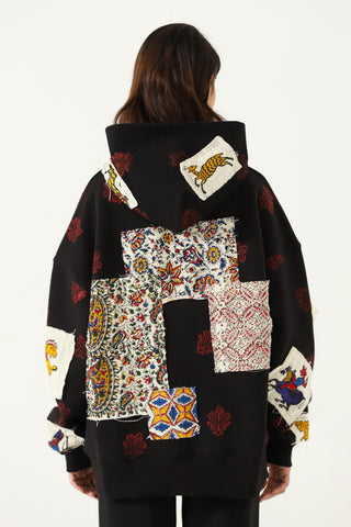 Patchwork block print hoodie V4