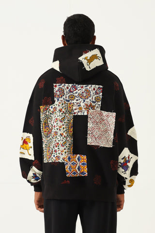 Patchwork block print hoodie V4