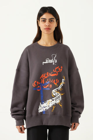"Insaaf" ash grey printed sweatshirt