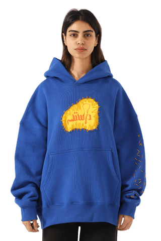 "Remembrance" royal blue printed hoodie