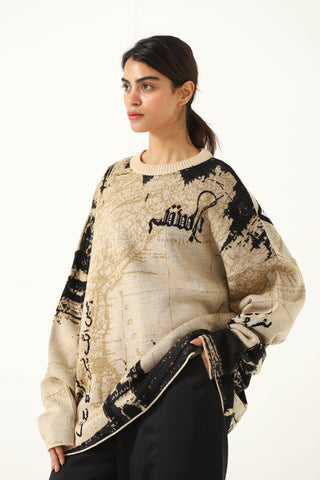 "From subcontinent with love" knit sweater