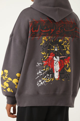 "Loot liya" patchwork grey hoodie