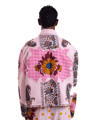 "Sunburst Meadow" Hand Block Printed Jacket