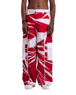 "Crimson Vortex" Abstract Printed Nylon Pants