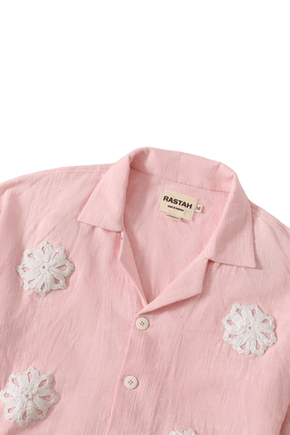 HAND EMBROIDERED PINK BUTTON DOWN