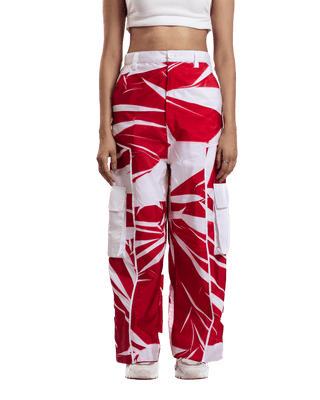 "Crimson Vortex" Abstract Printed Nylon Pants