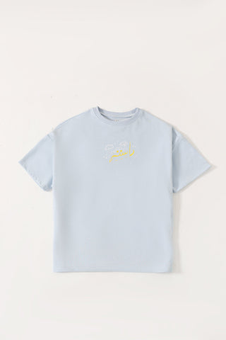 Powder blue printed T-shirt
