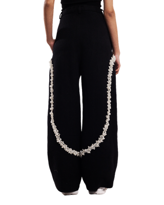 "PEARLS OF SUMMER" EMBROIDERED DENIM TROUSERS