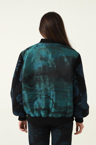 "WHO AM I" HAND BLOCK PRINTED SILK BOMBER - Rastah