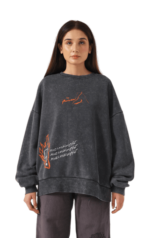 "ORDINARY" GREY ACID WASH SWEATSHIRT