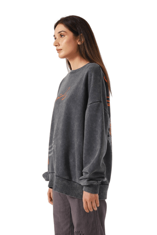 "ORDINARY" GREY ACID WASH SWEATSHIRT