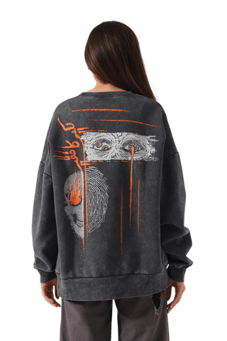 "ORDINARY" GREY ACID WASH SWEATSHIRT