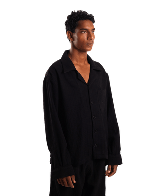 HANDWOVEN BLACK DOBBY SHIRT