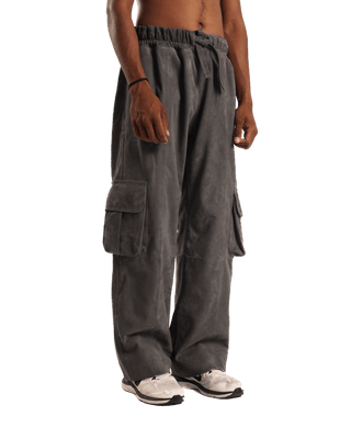 ASH GREY SUEDE CARGO PANTS