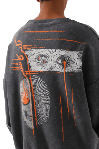 "ORDINARY" GREY ACID WASH SWEATSHIRT