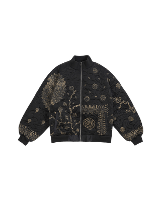 "GOLDEN" BLOCKPRINT SILK BOMBER JACKET