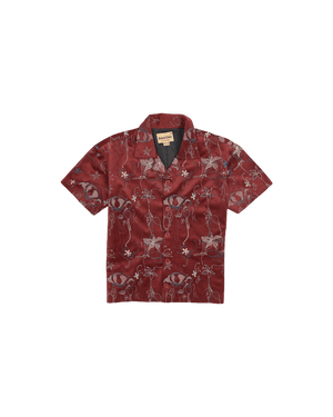 "Study in scarlet" velvet button-down