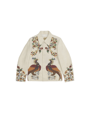 "Painted bird" silk jacket