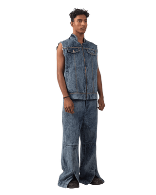 BLUE ACID WASH DENIM VEST