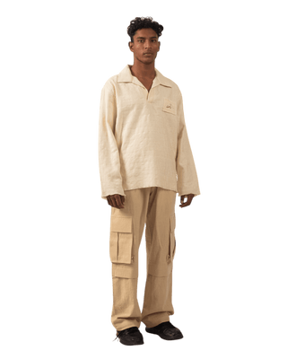 IVORY HANDWOVEN DOBBY SHIRT