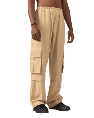 KHAKI KHADDAR CARGO PANTS