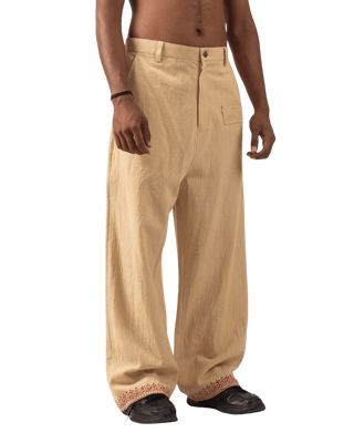 KHAKI BLOCK PRINT  KHADDAR TROUSER