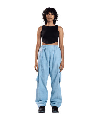 SKY BLUE KHADDAR CARGO PANTS