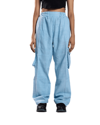 SKY BLUE KHADDAR CARGO PANTS