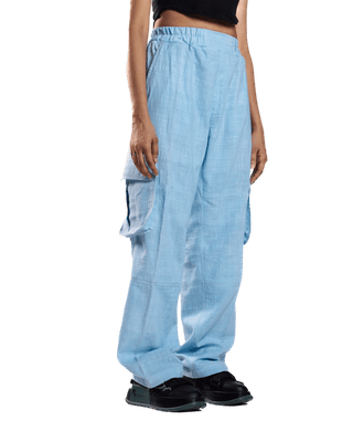 SKY BLUE KHADDAR CARGO PANTS