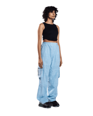 SKY BLUE KHADDAR CARGO PANTS