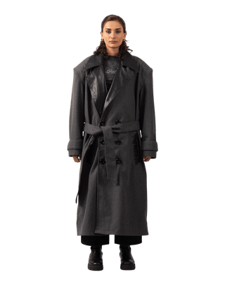 ASH GREY  WOOL TRENCH COAT