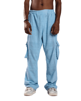 SKY BLUE KHADDAR CARGO PANTS