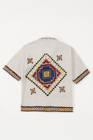 "Mercer nights" block print button-down