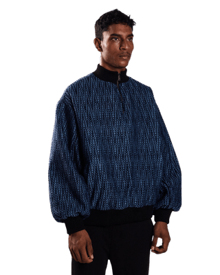 INDIGO HANDWOVEN DOBBY SWEATSHIRT